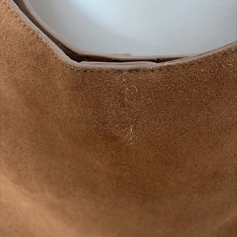 Margot New York Suede Leather Bucket Shoulder‎ Tote Bag - Cognac Brown NWT
